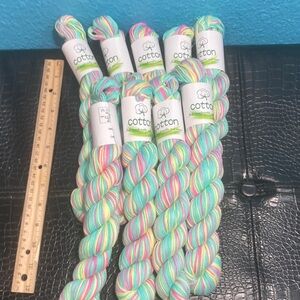 9 NWT (150g+ total) 100% Cotton Yarn Skeins ~50g Each Salt Water Taffy Color